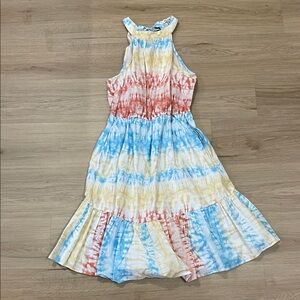 Kensie Blue and Yellow Tie-Dye Dress w/ POCKETS!
